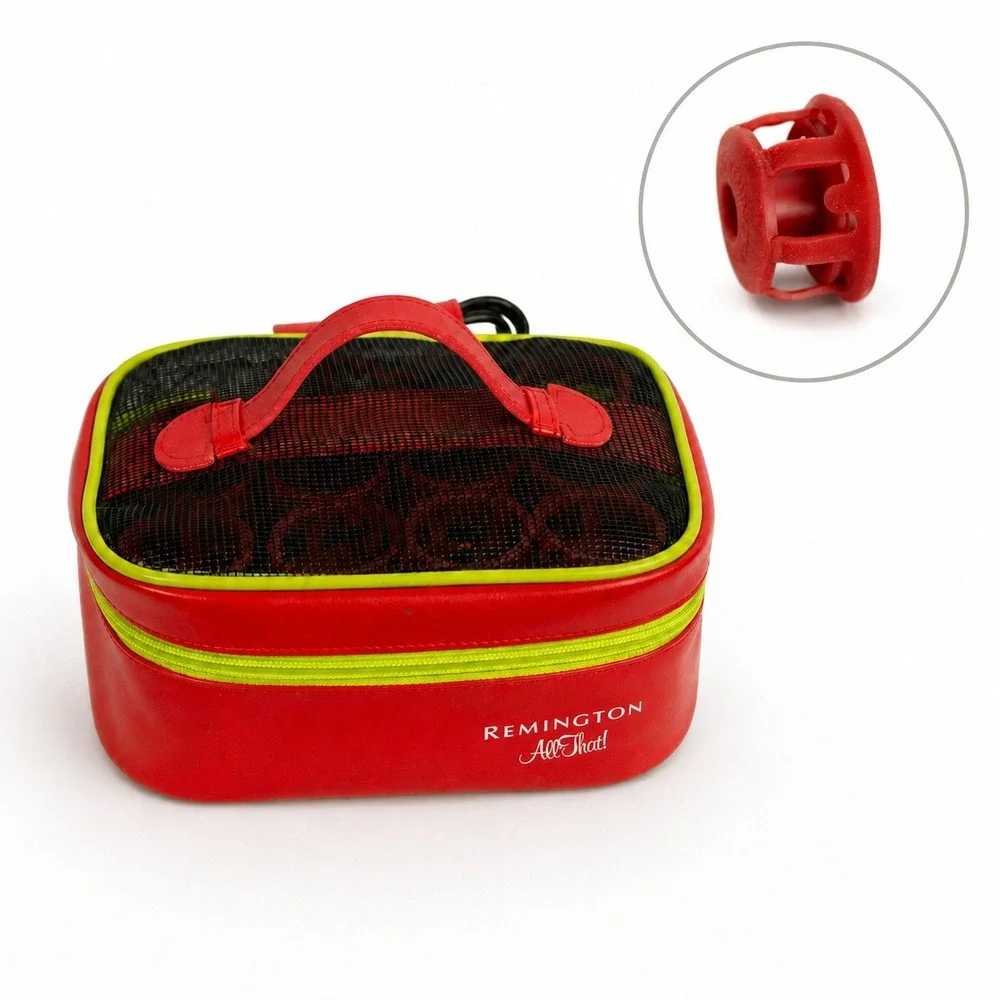 Remington All That! Travel Hair Roller Set Red Lime Green Case  Rollers H-1000